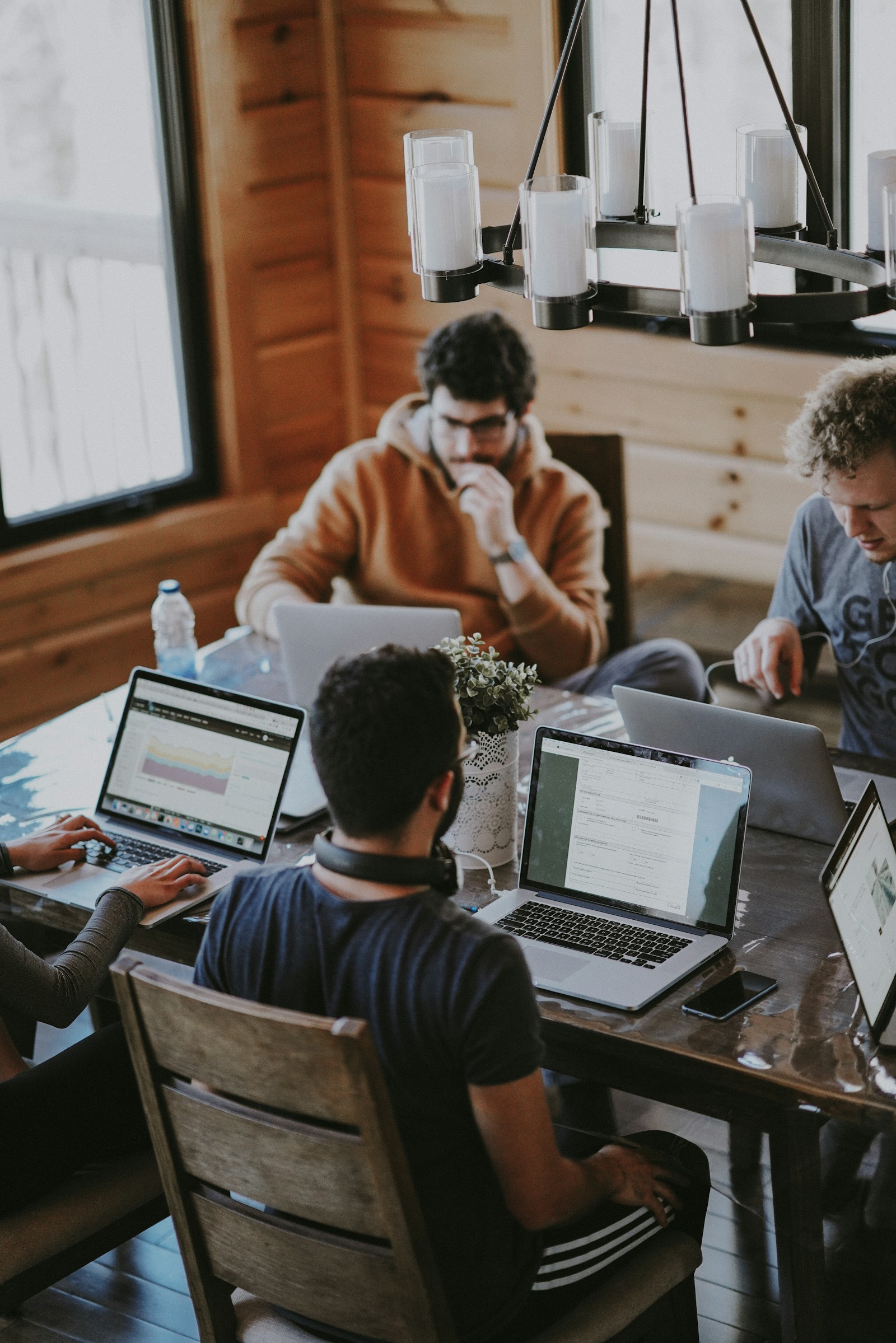 A diverse professional team collaborating in a bright office